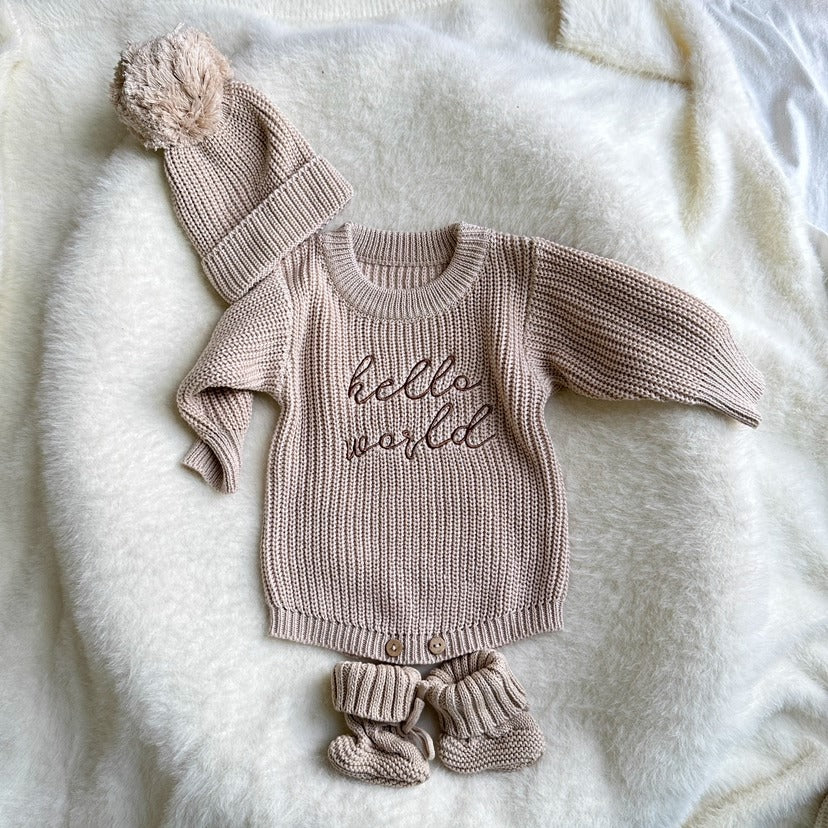 Hello World Chunky Knit Romper Bundle
