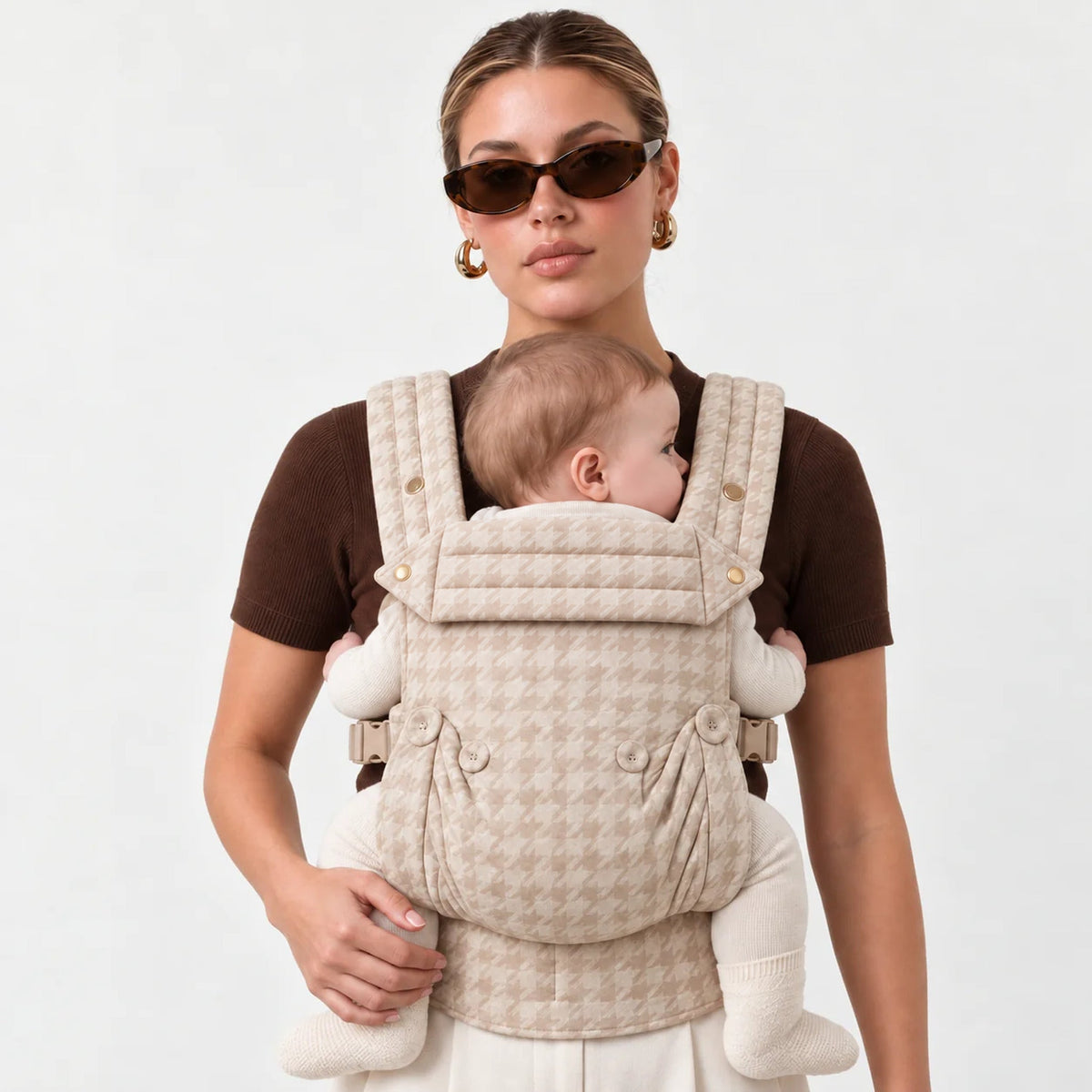 Baby Carrier - Oatmeal Houndstooth
